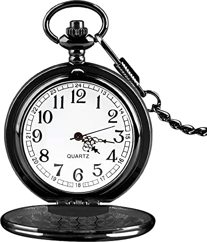Tiong Vintage Smooth Quartz Pocket Watch Classic Fob Watch with Short Chain for Men Women on Birthday Anniversary Day Christmas Fathers Day