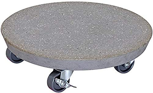 WAGNER Soporte con ruedas para plantas, Para uso exterior e interior, Aspecto de Terrazzo oscuro, 2 frenos, Capacidad de carga 100 kg