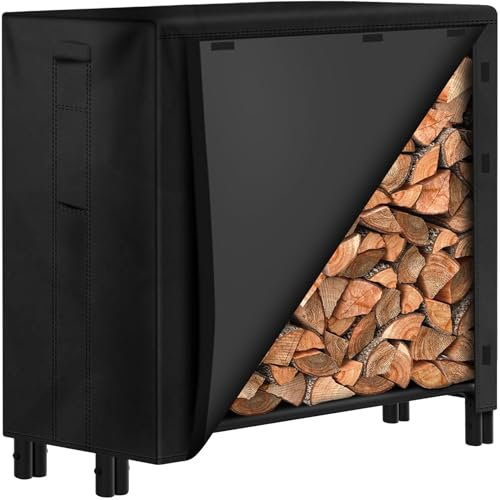 Amagabeli 122cmx61cmx107cm kaminholzregal Aussen Holzregal mit Schutzabdeckung Bennholzregal Außen Wasserdichtes Feuerholzregal außen für Holz Stapelregal Lagerung Holz Geeignet für Terrasse Lagerung