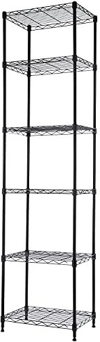 REGILLER 6 Wire Shelving Steel Storage Rack Adjustable Unit Shelves for Laundry Bathroom Kitchen Pantry Closet (16.7L x 11.9W x 64H, Black)