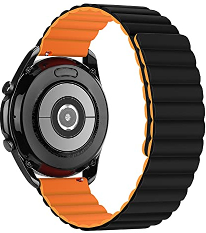 Tasikar 20mm Armband Kompatibel mit Samsung Galaxy Watch 7/6/5/4 Armband 40mm 44mm/6 Classic 43mm 47mm/5 Pro, Silikon Magnetische Uhrenarmband für Galaxy 4 Classic (Orange-Schwarz)