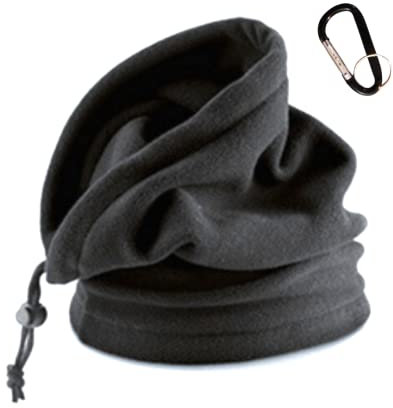 Legby Halswärmer für Damen – Halswärmer für Herren – Fleece – Sturmhaube – robuster Karabiner als Geschenk, Schwarz , Einheitsgröße