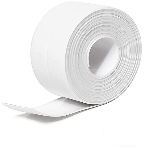 Caulk Strip Tape, 1.5 Inch Wide PVC Waterproof Self Adhesive Tape for Bathtub Bathroom Shower Toilet Sink Kitchen Countertop and Wall Sealing Protector, White
