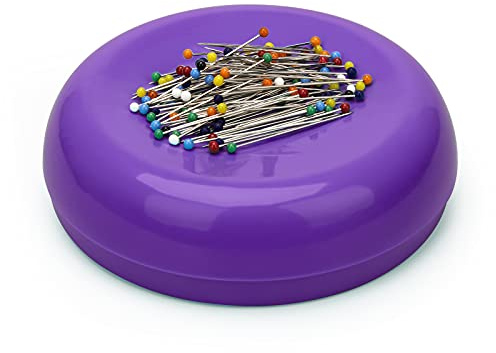 Magnetic Sewing Pincushion, Magnetic Quilting Pins Holder for Iron Pins, Needles Collection(Purple)