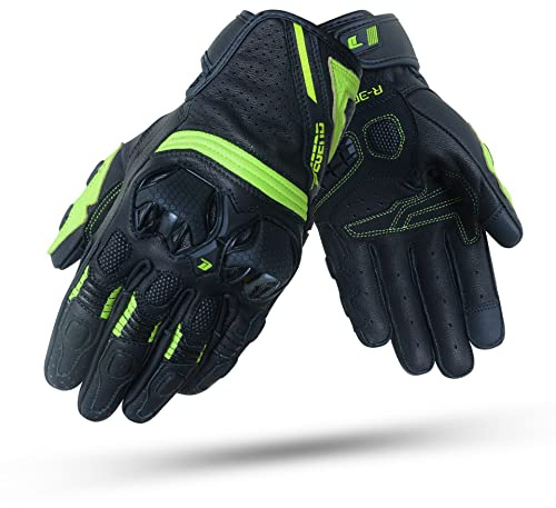 DEGEND R-3000 | Guantes Moto Racing Hombre para Verano de Alta Resistencia - Guante de Piel con Protecciones en Nudillos Resistente a los Impactos - Táctil para Smartphone - Accesorios Moto