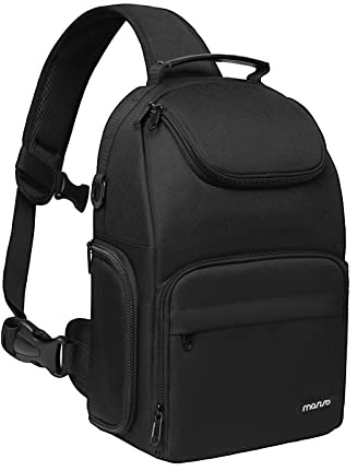 MOSISO Kamera Sling Bag,DSLR/SLR/Spiegellos Kameratasche Crossbody Sling Rucksack Für Fotografen mit Stativinhaber&Abnehmbare Modulare Einsätze&PU Griff Kompatibel mit Canon/Nikon/Sony,Schwarz
