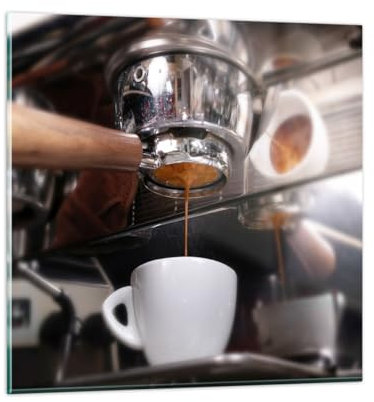 Bilder auf Glas 40x40cm Glasbild Kaffee Kaffeemaschine Barista Klein Wanddeko Bild im Glas Schlafzimmer Küche Deko Wandbilder Dekoration Wohnzimmer Modern Wall Decor Wand Kunstdruck Art GAC40x40-5356