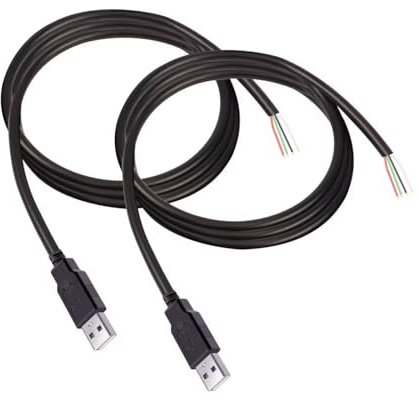 RIIEYOCA 2Pcs USB 2.0 Stecker 4pin Bare Wire, USB Power Data Cable DIY Pigtail Kabel für USB-Geräte installiert oder DIY ersetzen Reparatur (2m)