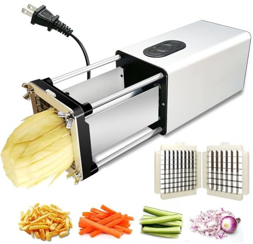 Tagliapatatine Elettrico 9mm 12mm, Affettatrice for Patate da Cucina Taglio Rapido Tagliapatatine 2 Lame in Acciaio Inossidabile 49/81 Fori Affettatrice for Pomodori Cipolle Insalata Frutta Verdura