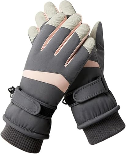 Invernali Guanti Donna Guanti da Sci Invernali Guanti Termici Impermeabili Antivento e Resistenti al Freddo Ispessiti Touchscreen Muffole per Sci Corsa Ciclismo Escursionismo Sport Sulla Neve (grigio)
