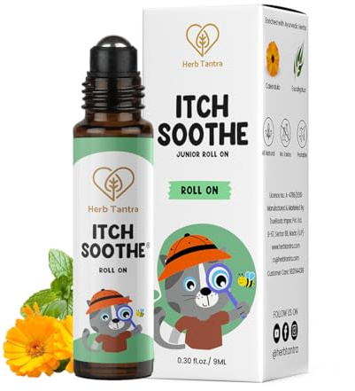Herb Tantra Itch Soothe Roll On | Anti Itch Stick for Bug Bite, Rashes | Itchy Skin Relief After Bite | Chamomile, Calendula Essential Oils | Kids Travel Essential for Outdoors