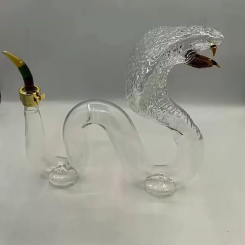 YUZDNM Art Statue - Chinese Zodiac Decanter, Oriental snake Lead-free Glass Whisky Bottle 750ml, Handmade, Festival Table Decoration, Wine Tequila Gift, Personalized Animal Wine Bottle(750ml)