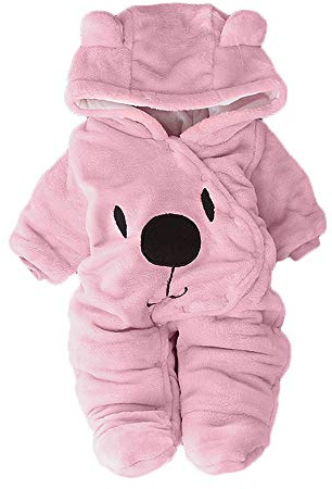 Vuncio Barboteuse Bebe Fille Hiver Chaud Bébé Garçon Naissance Polaire Pas Cher 0-12 Mois Combinaison Bébé Fille À Capuche Ours Mignon Body Nouveau Né Fille Combipilote (0-3 Months)