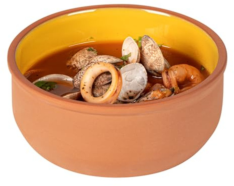 Restaurantware-Terra Tek 27.2 Ounce Terracotta Cazuelas, 2 Yellow Glazed Clay Pots For Cooking - Oven-Ready, Microwavable, Terracotta Serving Pots, Dishwashable, For Cooking And Serving