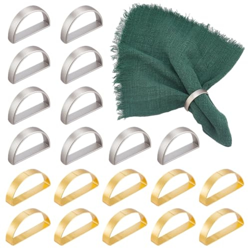 PH PandaHall 20 pz Portatovaglioli In Metallo 2 colori Portatovaglioli Semicircolari Anelli per Tovaglioli di Natale per Decorazioni Da Tavola Matrimonio San