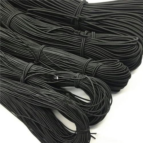 1/2/3/4,0 mm negro fuerte cuerda elástica banda de goma costura prendas de vestir suministros de artesanía banda elástica para accesorios de costura DIY - 3,0 mm negro - 5 yardas
