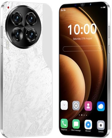 QrZrQ Basic Mobile Phones, 5.0 HD Screen, Android 9.0 OS, 16GB(up to 128GB), Dual Camera, Dual SIM Free Unlocked, Face ID/WIFI/3.5mm Jack (Camon30-White)