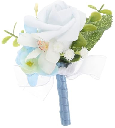 WRITWAA Elegante Anstecknadel für Herrenanzug aus Seidenstoff mit Blauer Rosenbrosche Vielseitig für Hochzeiten und Abschlussbälle Stilvolle Anzugdekoration