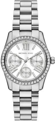 Michael Kors Lexington Damen 34MM Silberfarbene Edelstahluhr, MK4979