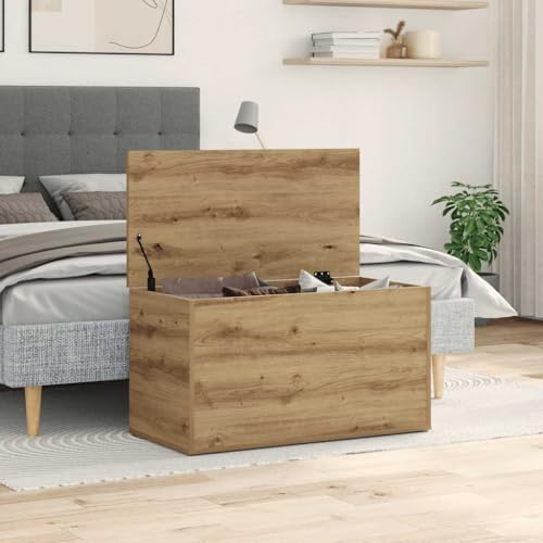 Mokuyary - Cassapanca in legno massello Artisan Oak 84x42x46 cm, baule portaoggetti, panca con vano portaoggetti, baule con seduta per corridoio, camera da letto, soggiorno