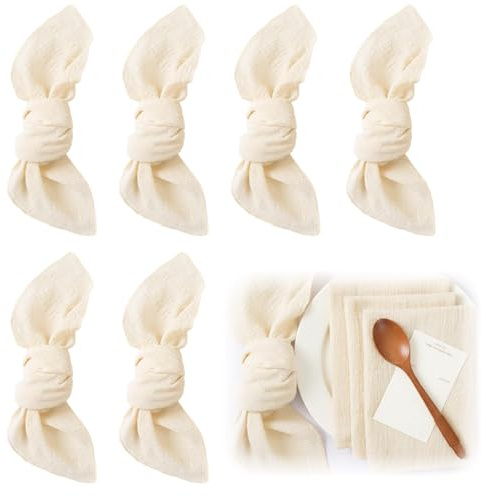 6 Stück Stoffservietten Beige, Baumwollservietten 42x42 cm, Servietten Stoff, Stoffservietten Baumwolle, Elegante Tischdekoration Für Jeden Anlass