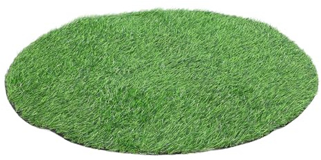 GANAZONO Tapis de Gazon Artificiel Rond 100 CM de Diamètre Gazon Synthétique Vert Décoratif 25 CM D’Épaisseur pour Plaque D’Égout Terrasse Jardin et Bordure Extérieure