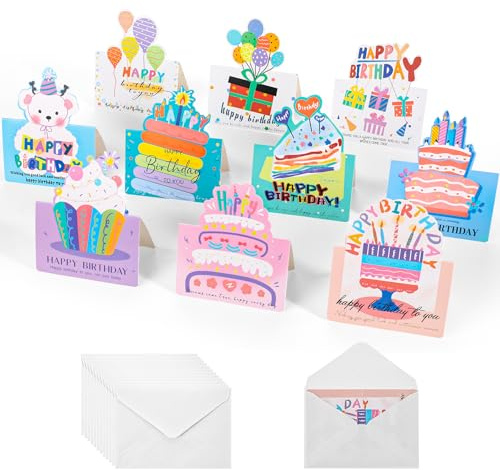 Kogcmeetl 20 Pcs Birthday Cards, Happy Birthday Cards Bulk with Envelopes, Assorted Birthday Greeting Cards