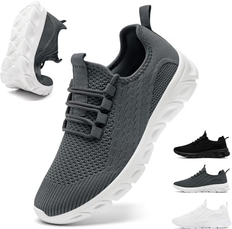 Trainers Men Running Gym Shoes Tennis Casual Walking Work Sneakers | Lightweight Breathable Lace-Up Slip On Men's Trainers,Non-Slip Sole,Sports Fitness Workout Badminton Training Hiking Outdoor