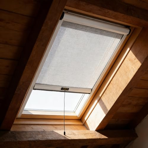 Aeovot Fliegengitter Rollo für Dachfenster - Insektenschutz-Rollo Dachfenster Selbstklebender Fliegennetz Moskitonetz Mückennetz Fenster mit Rahmen, Bohrfreie Montage, Mückenschutz(B)