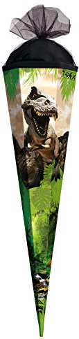 ROTH Geschenk-Schultüte klein Tyrannosaurus 50 cm - 6-eckig Tüllverschluss - Zuckertüte Dinosaurier