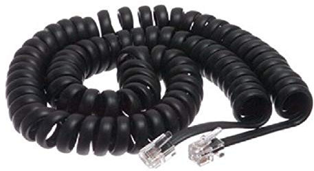 K M Electronics® Telephone Phone Curly Coiled HANDSET Lead Cable Cord RJ10 Plug Black 5M