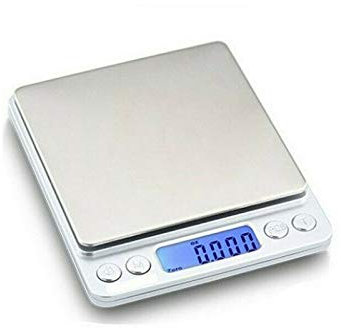 True Face Digital Kitchen Scale 0.1g-500g Grams Weight Smart High Precision Electronic LCD Display Pocket Food Jewelry Weighing Cooking Ultra Slim Design Batteries Included Silver