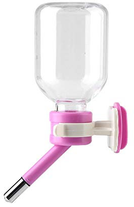 YOUTHINK Hanging Dog Water Bottle, 150ml Pink, Pet Kennel Dispenser, No Drip, Portable Cat Water Dispenser for Wire Cage Crate Feeder