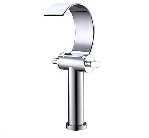 Gx Rubinetto Bagno Cascata, Moderno Ottone Cromato, Acqua Calda e Fredda, Miscelatore Doppia Manopola, Per Bagno o Lavabo, con Valvola in Ceramica