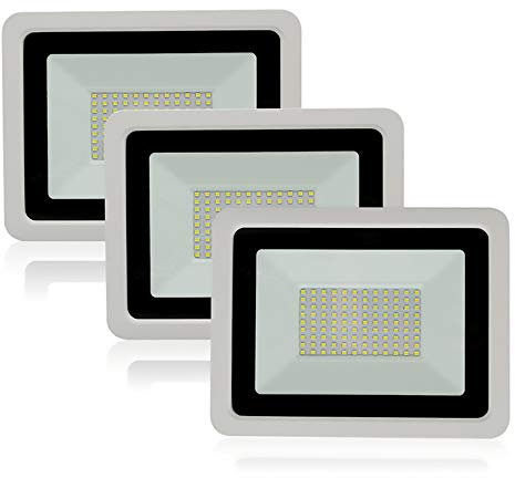 WCT Lot de 3 Projecteur Led Exterieur 30W Blanc Chaud 3000K Éclairage de Sécurité 2300LM Projecteur Étanche IP68 Lumières Extérieures pour Jardin Garage Terrasse Entrée