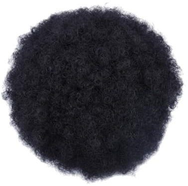 Extensions de cheveux afro synthétiques avec cordon de serrage pour queue de cheval - Cheveux afro courts et bouclés - Pour femmes et filles - Noir - 20,3 cm