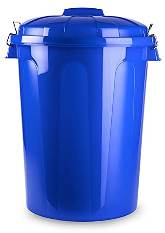 Tradineur - Cubo de Basura con Asas metálicas y Tapa, plástico Resistente, contenedor de residuos, Papelera, Reciclaje, Industrial, hogar, Fabricado en España (Azul, 70 litros)