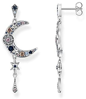 THOMAS SABO Ohrringe Royalty Mond mit Steine silber 925 Sterlingsilber, Geschwärzt