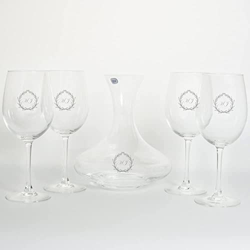 Calledelregalo Regalo personalizado: set con decantador y copas de vino grabados con iniciales.