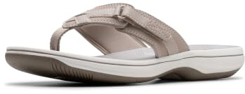 Clarks Women's Breeze Sea Flip-Flop, Light Taupe Synthetic, 8