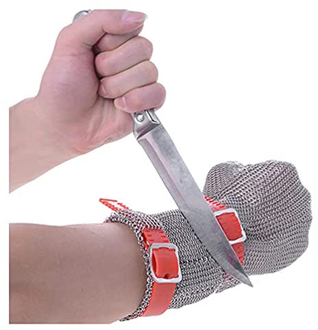 Kettenhandschuh Schnittfeste Handschuhe mit langem Arm, Arbeitsschutzhandschuhe for die Maschinenwerkstatt, leicht zu reinigende Kettenhandschuhe aus Metall ( Color : Arm length 19cm , Size : 1PCS/L )
