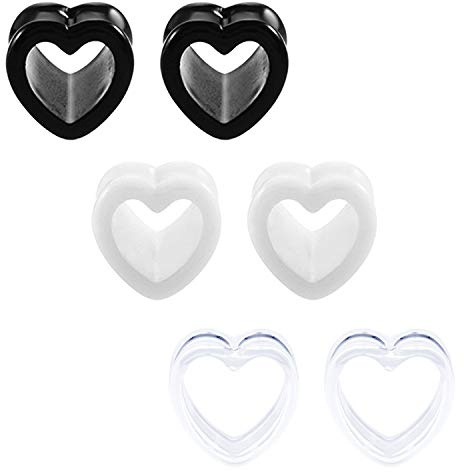 JFORYOU Herz Ohr Tunnel 10mm Gauge Acryl Herz geformt Ohr Expander Gauges Ohr Piercing Ohr Stretcher für Frauen und Männer