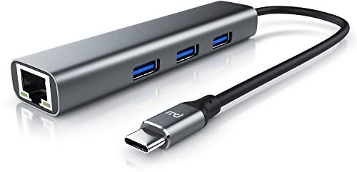 CSL – USB C HUB mit RJ45 Ethernet – LAN Network Adapter – 3 USB 3.2 Gen2 Ports Typ A mit 10 Gigabit – für PCs, Notebooks, Tablets mit USB-C Anschluss – schwarz