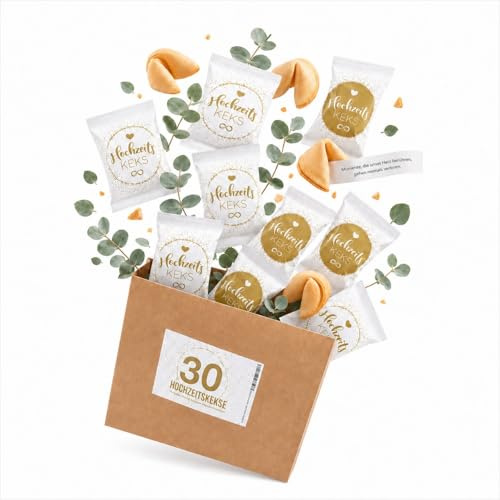 Hochzeits-Kekse 30er Packung | Glückskeks Hochzeiten als Hochzeitsdeko oder für die Candybar | Kekse frisch gebackene und vegane Idee für jeden Weddingplanner & made in Germany