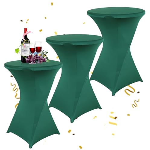 KAYBTNT 3er-Set Stehtisch Hussen Ø 80 cm, Viele Farben, Spandex Stretch Stehtischhussen, Verstärkung im Fußbereich, Elegante Rund Tischdecke für Bistrotisch Hochzeit Cocktail-Party,Grün