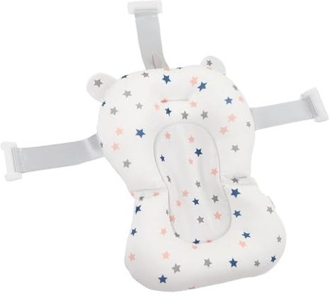 Baby-Badewannen-Sitzkissen, Schwimmender, Sicherer Badewannensitz, Faltbar, Verstellbar, für Neugeborene (Weiße Sterne)