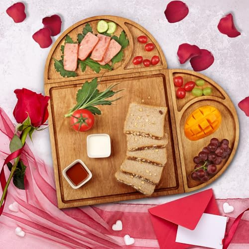 Juego de tablas de charcutería grande – Juego de tablas de queso – 3 partes únicas largas y redondas – Tablas de queso magnéticas de madera de acacia y tablas de charcutería juego de regalo – Bandeja