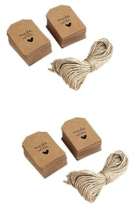 COHEALI 2 Sets Kraftpapier-etiketten Für Hochzeitsgeschenke Für Partydekorationen Gepäckanhänger Personalisierte Briefpapieranhänger Mit Fischschwanz-design 100 Stück * 2