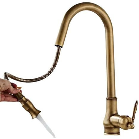 Küchenarmatur Ausziehbar Antik Messing Drehbar Retro Spültischarmatur Retro-Antik