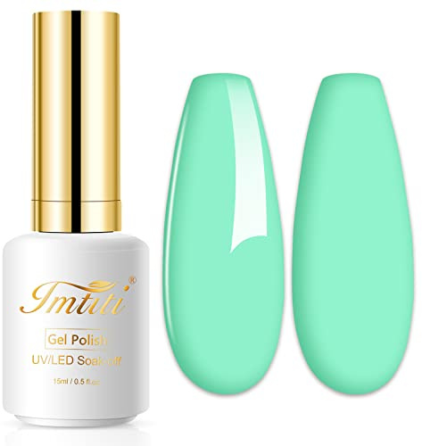 Imtiti Pastel Gel Nail Polish, 0.5 Fl Oz Pastel Mint Green Gel Polish Soak Off LED U V Nail Gel Polish Spring Summer Easter Gel Nail Polish DIY Nail Art Starter Manicure Salon Gel Nail Kit